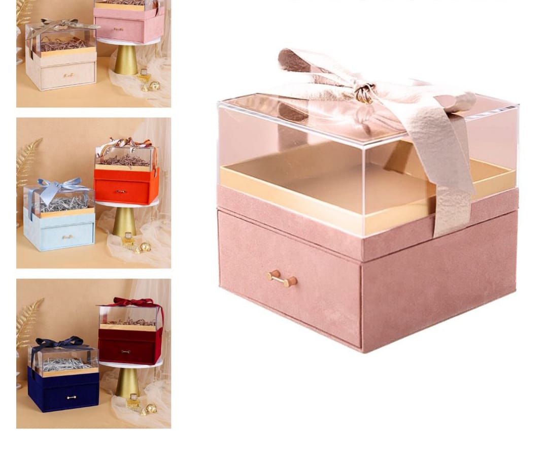 صندوق هدايا اكرليك وشمواه شفاف مع درج