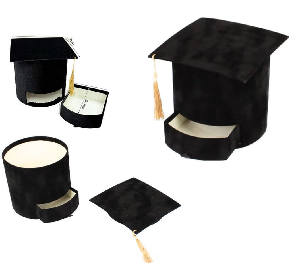 صندوق الهدايا على شكل قبعة شمواه الخريج مع درج