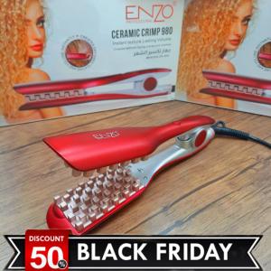 ستريتنر جهاز تمويج وتجعيد الشعر ENZO مكواة شعر احترافية بدرجة حرارة عالية وألواح سيراميك