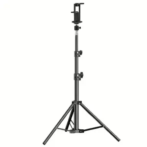 حامل ثلاثي القوائم معدني شديد التحمل مع مشبك مزدوج الأغراض - ارتفاع قابل للتعديل، قاعدة متينة وتصميم مريح للهاتف/التابلت، حامل تابلت، حامل هاتف، حامل تابلت