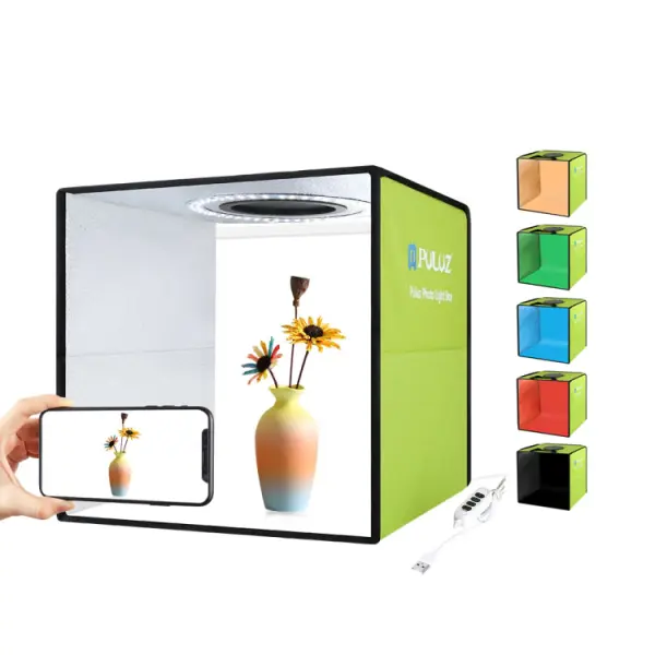 puluz صندوق تصوير المنتجات المضيئ مع 6خلفيات قياس 30سم