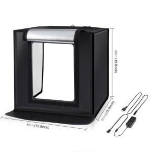 PULUZ 40cm 24W 5500K Portable Folding Studio Tent Kit with 6 Colors (Black, Orange, White, Red, Green, Blue) and Backdrops