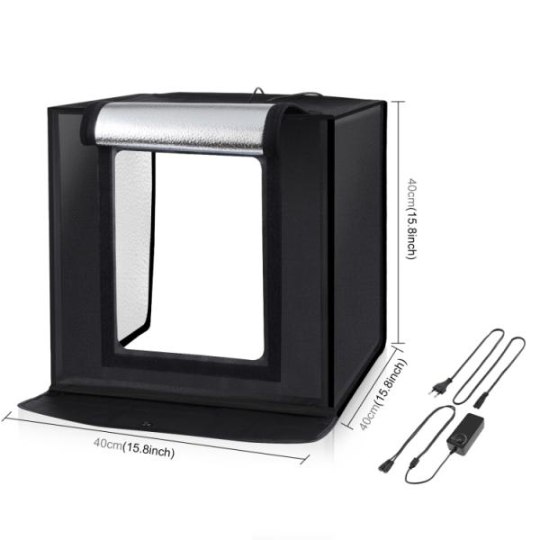 PULUZ 40cm 24W 5500K Portable Folding Studio Tent Kit with 6 Colors (Black, Orange, White, Red, Green, Blue) and Backdrops