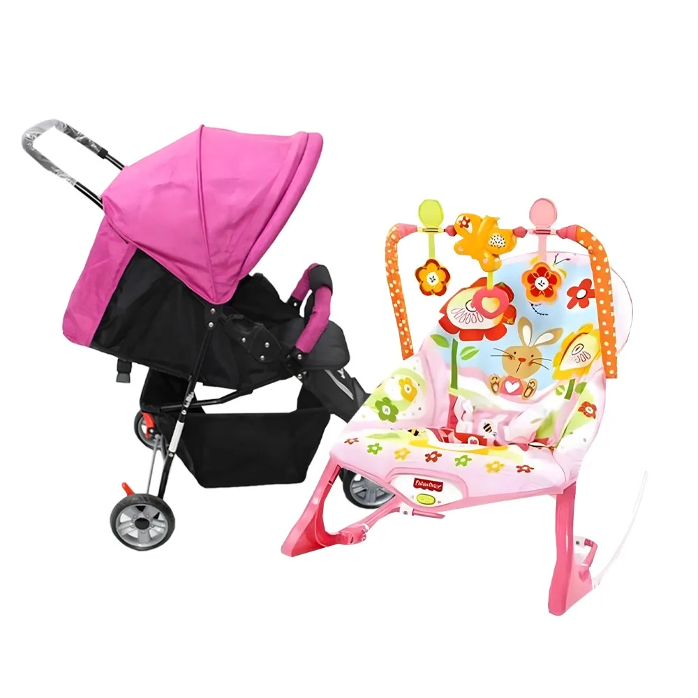 عربة اطفال ثلاثية العجل + كرسي هزاز