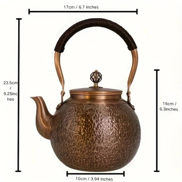 غلاية شاي نحاسية نقية مصنوعة يدويًا