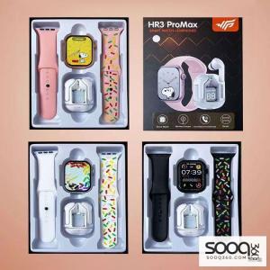 بكج هدية راقي ساعة سمارت مع سماعات اذن لاسلكية شحن متوفر عدة اللوان