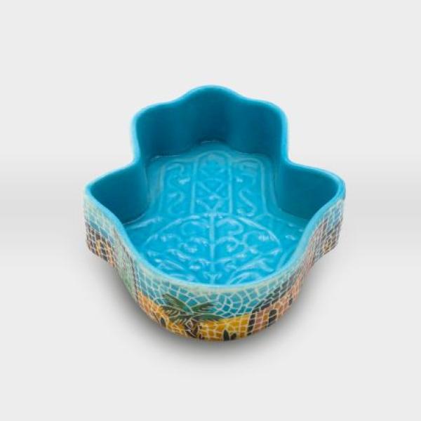 صحن كف مشغولات خزفية بادية ونخلة