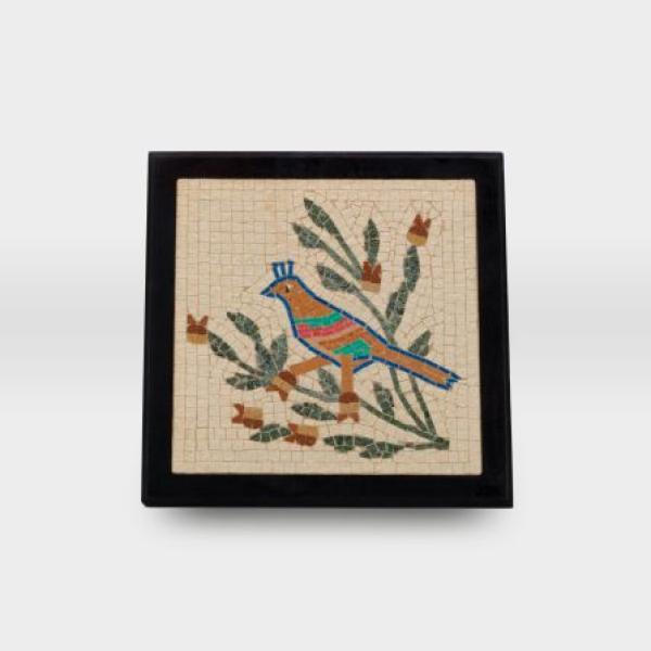 لوحة فسيفساء حجري مشغولات خزفية عصفور على الشجرة