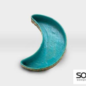 صحن هلال مشغولات خزفية فيروزي