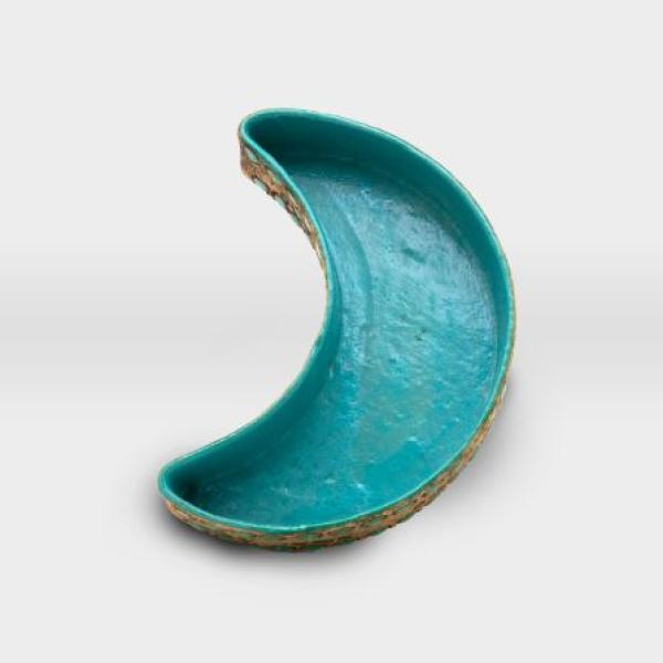 صحن هلال مشغولات خزفية فيروزي