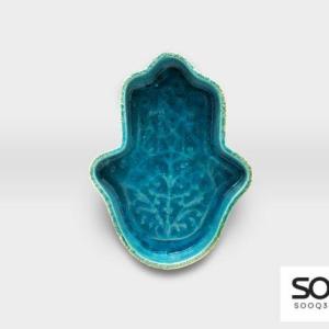 صحن كف مشغولات خزفية فيروزي