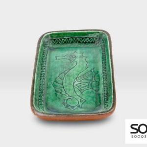 صحن مستطيل مشغولات خزفية فيروزي