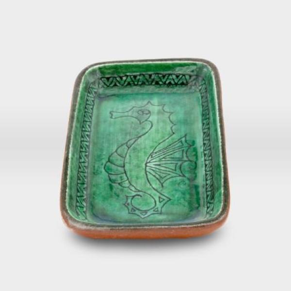 صحن مستطيل مشغولات خزفية فيروزي