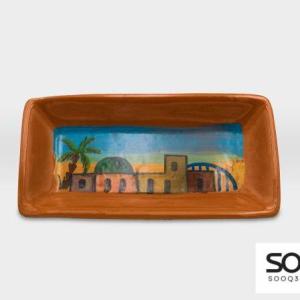 صحن مستطيل مشغولات خزفية قرية 