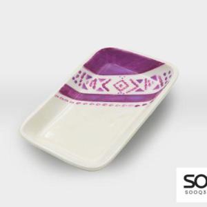 صحن مستطيل مشغولات خزفية زخارف