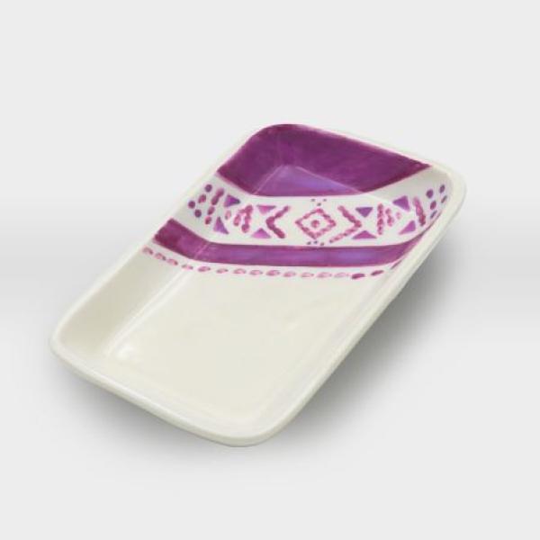 صحن مستطيل مشغولات خزفية زخارف