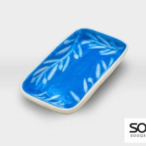 صحن مستطيل مشغولات خزفية زخارف