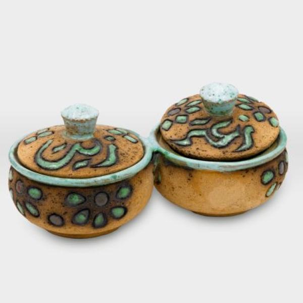 صحون زيت وزعتر مشغولات خزفية خط عربي