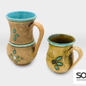 شاف وكاس مشغولات خزفية زخارف