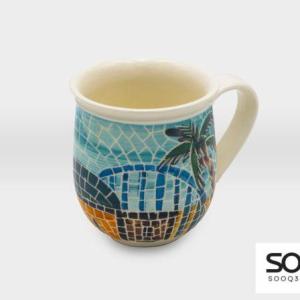 كاس مشغولات خزفية نخلة وواحة