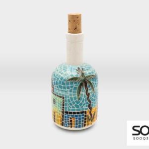 قارورة مع سدادة مشغولات خزفية قرية ونخلة