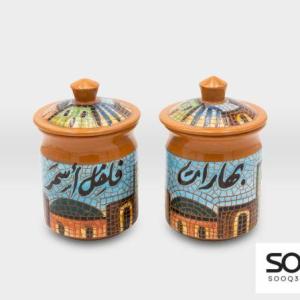 ادوات مطبخ حافظة بهارات مشغولات خزفية قرية