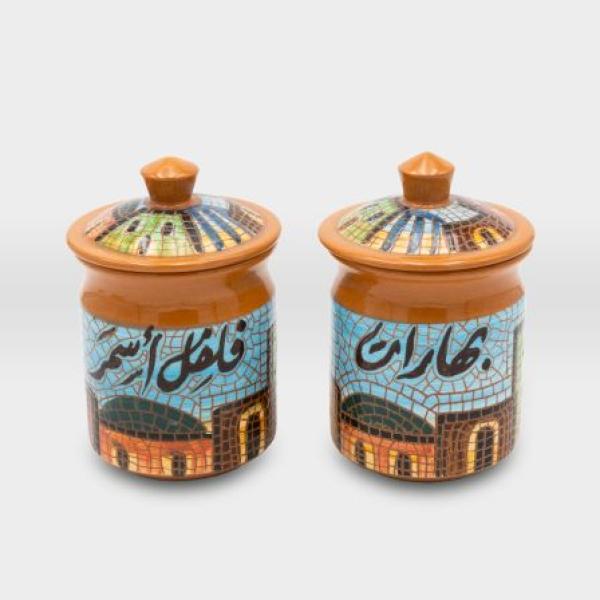 ادوات مطبخ حافظة بهارات مشغولات خزفية قرية