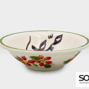 صحن فطور حمص مشغولات خزفية ورود وزهور