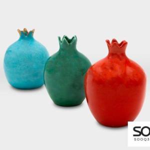 طقم مزهريات رمان مشغولات خزفية 