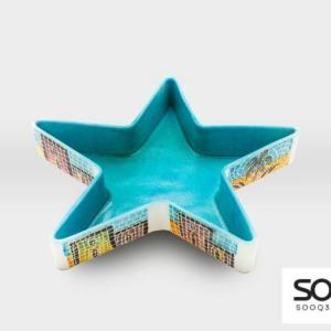 صحن نجمة مشغولات خزفية فيروزي