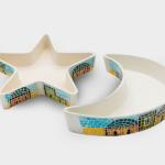 طقم صحون نجمة و هلال مشغولات خزفية قرية