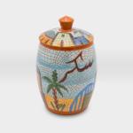 علبة سكر مشغولات خزفية قرية ونخلة