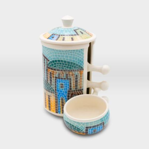 حاضة صحون تسالي ثلاثية مشغولات خزفية قرية