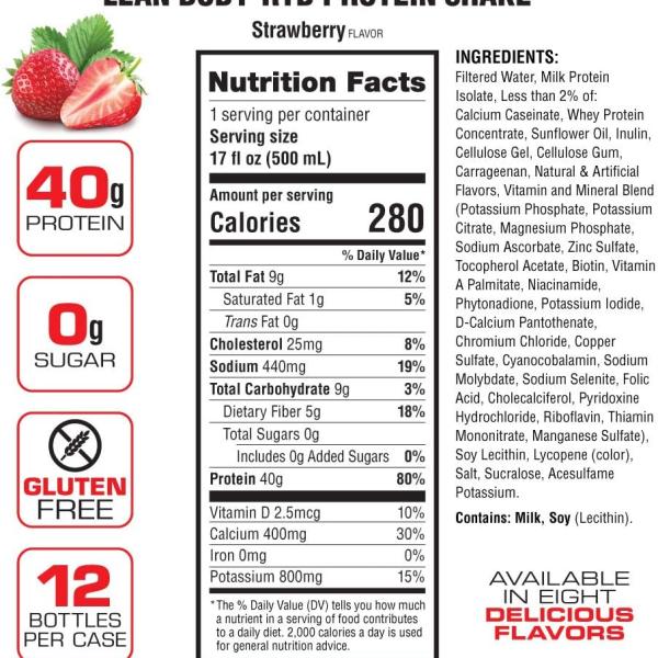 لين بودي شراب بروتين نكهة الفراولة 500مل40غرام بروتين