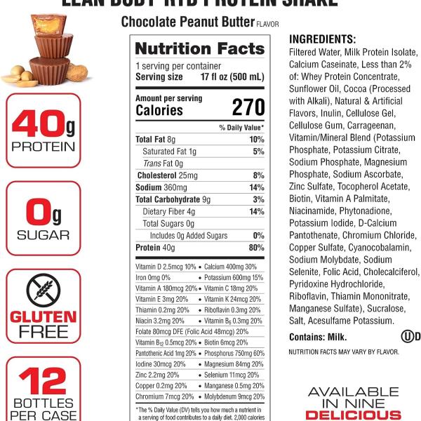 لين بودي شراب بروتين شوكولاتة وزبدة الفول السوداني 500مل40غرام بروتين