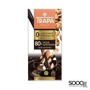 ترابا الواح شوكلاتة 80% دارك باللوز 100غ بدون سكر