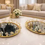 طقم صواني المرايا الكريستال