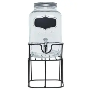 موزع مشروبات زجاجي مع حامل معدني