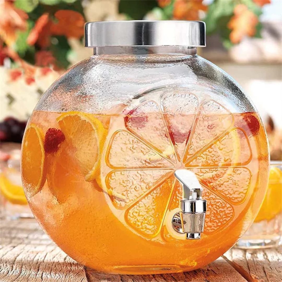 موزع عصائر ومشروبات زجاجي بتصميم "الليمون"