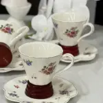طقم فناجين شاي سيراميك بنقشة الزهور