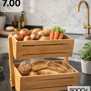 منظم الخشب الفاخر ذو الطابقين