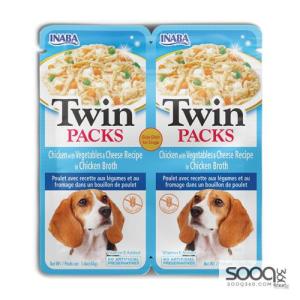 مكافئة للكلاب TWIN PACKS Chicken with Vegetables & Cheese Recipe in Chicken Broth INABA
