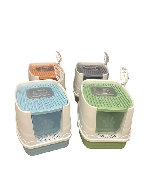 صندوق فضلات قطط مغلق مع مجرفة