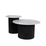 طقم طاولة وسط قطعتين رخام صناعي رمادي 70x70 + 50x50 قاعدة معدنيه معالجه بصبغ حراري