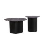 طقم طاولة وسط قطعتين رخام صناعي اسود 70x70 + 50x50 قاعدة معدنيه معالجه بصبغ حراري