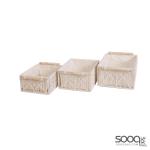 طقم سلة تخزين 3 قطع رمادي كبير وسط صغير