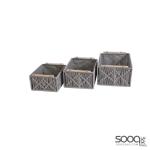 طقم سلة تخزين 3 قطع رمادي كبير وسط صغير