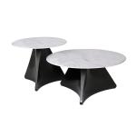 طقم طاولة وسط قطعتين رخام صناعي رمادي 80x80 + 50x50 قاعدة معدنيه معالجه بصبغ حراري