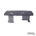 طاولة وسط رخام صناعي اسود 130x70 قاعدة معدنيه معالجه بصبغ حراري