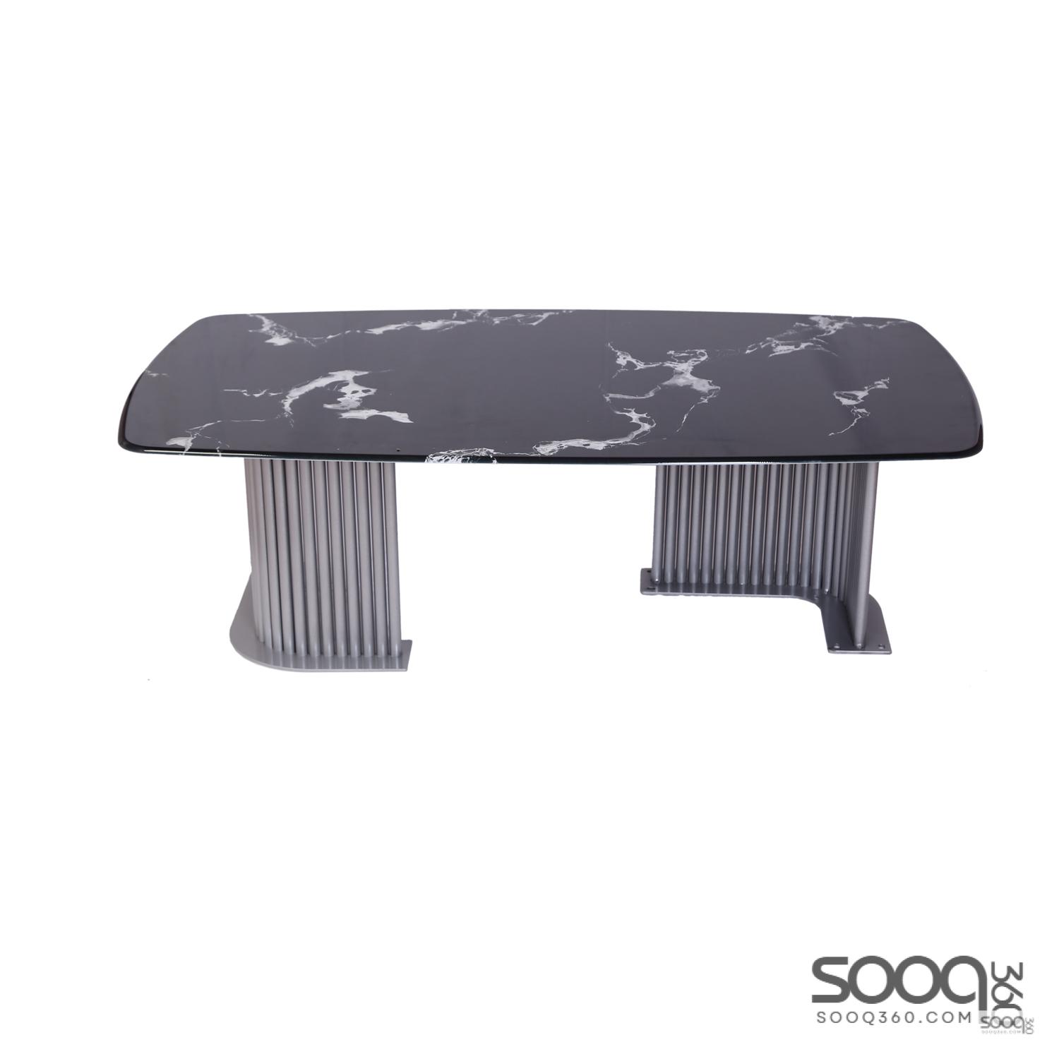طاولة وسط رخام صناعي اسود 130x70 قاعدة معدنيه معالجه بصبغ حراري